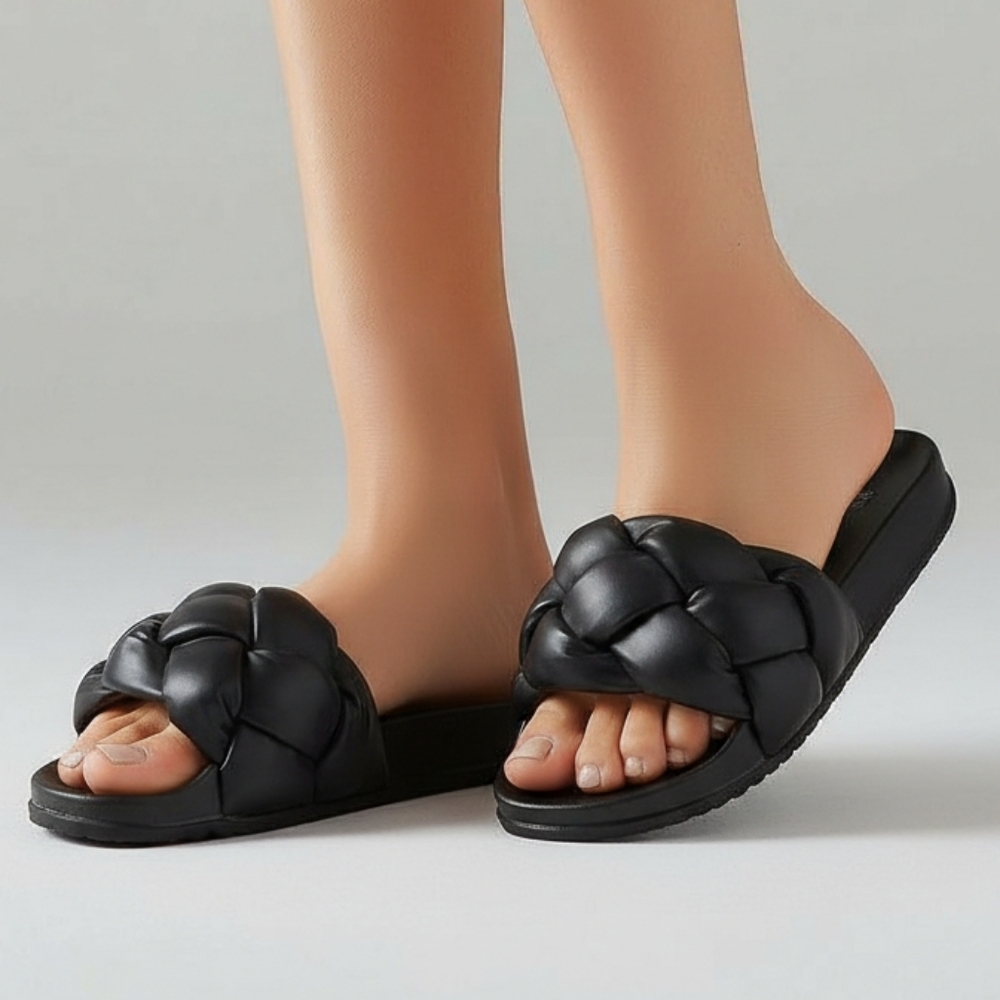H&M Dark Braided Slide Sandals